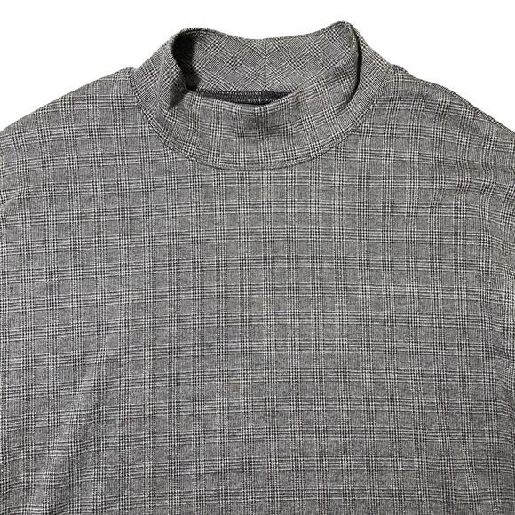 Madewell Wide Sleeve Mockneck Top Glen Plaid Gray Boxy Fit AD034 - Size Medium - Picture 1 of 12